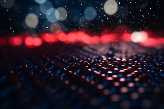 Red, Blue and white 3D Render Minimalist America flag bokeh background with minimalist symbol, Generative AI