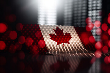 Red and white 3D Render Minimalist Canada flag bokeh background with minimalist symbol, Generative AI