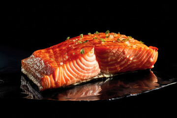Raw salmon Steak bonefire Generative AI