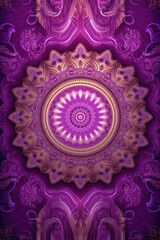 Purple and gold background with a pattern of flowers, Generative AI