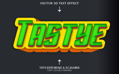 3d taste green color text effect cartoon style Vector 
