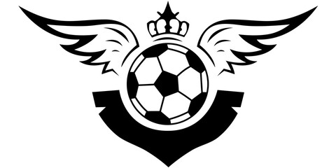 football logo sport emblem with angel wings and king crown