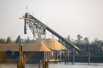 Barge filled with sawdust