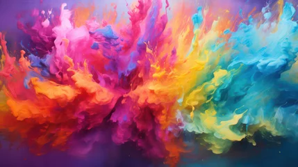 Schilderijen op glas multicolored painting, rainbow splash, A vibrant eruption of colorful color, Generative ai © Gasia