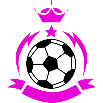 sport emblem women's soccer logo with rays and king's crown