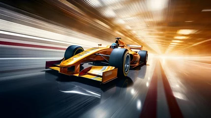 Foto op Plexiglas Racing car forumla 1 at high speed. A Formula 1 race at high speed on a modern track © mandu77