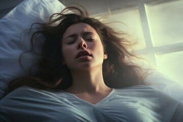 Fototapeta premium a woman sleeping and watching a dream