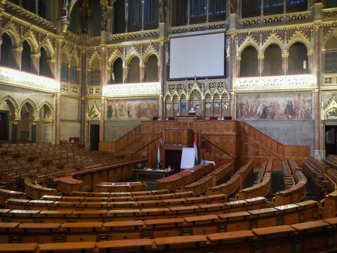 Parliament building interior design in Budapest, Hungary