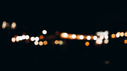Decorative string lights at night time, Defocused Background, night city life backdrop, party time...