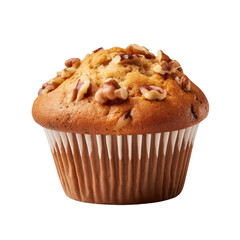 Banana Walnut Muffin Isolated on a Transparent Background 