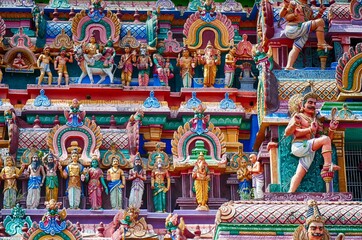Highly decorated gopuram entrance to Shiva Nataraja temple