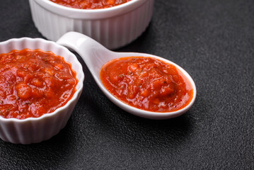 Delicious red Napoletana sauce with onions, salt, spices and herbs