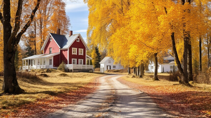 Autumn in the village. Generative Ai