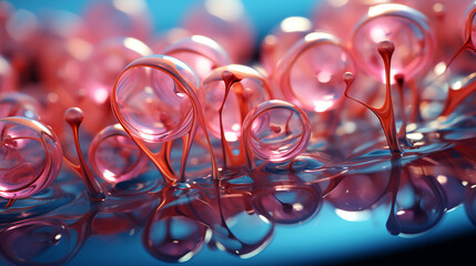 Transparent Light Pink Gradient Bubbles Floating Above a Colorful Background