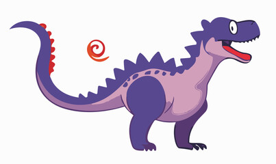 Vector purple cartoon dragon. The symbol of 2024 new year. 
A raptor baby dinosaur
isolated on a white background.
Children's drawing for fabric, clothing, paper.