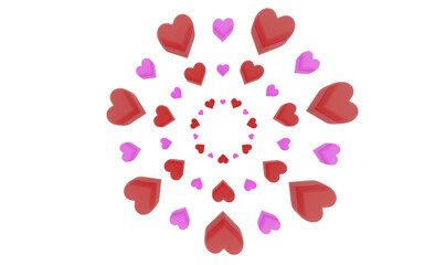 3d floating valentines love hearts icons on isolated transparent png background
