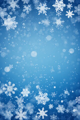 Winter theme greeting card background, snowflakes on blue background - 651700706