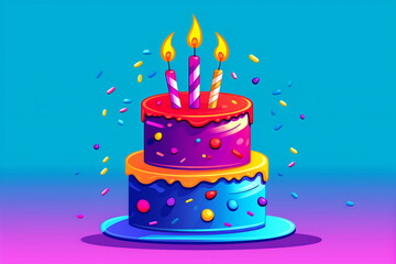 Birthday cake with candles. Illustration