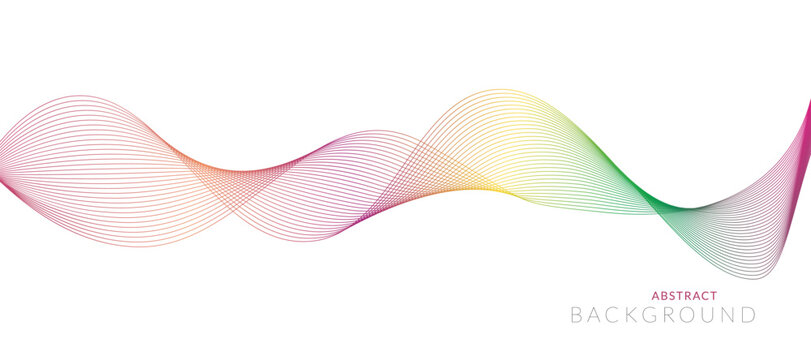 Colorful lines background.  Wave of the many colored lines pattern and design elements created. Creative line art or abstract ribbon wavy stripes on a white isolated background.