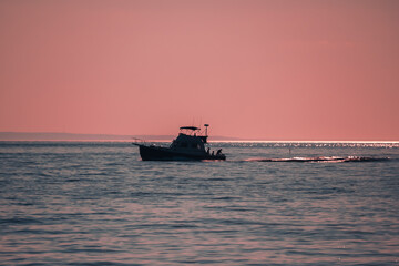 boat at sunset