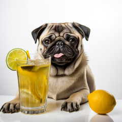 pug with lemon