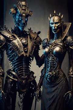 full length shot of horrific cenobite robots from the far future travel back in time and pay Kirsty an unwelcome visit hellraiser highly detailed and complex gothic evil epic cinematic dramtic 