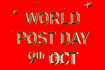 World Post Day. October 9. with Red color background design. Vector illustration. - obrazy, fototapety, plakaty