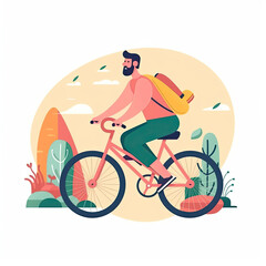 World bicycle day hand drawn flat illustration concept illustration, flat vector art, flat icon AI Generated