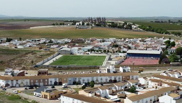 Aerial videos of El Palmar de Troya, an Andalusian town located in the province of Seville.