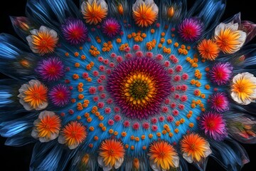 Fototapeta na wymiar Blossoms in Bloom: A Kaleidoscope of Colorful Flowers in a Vase 3D
