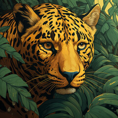 Close-up Illustration of a Jaguar