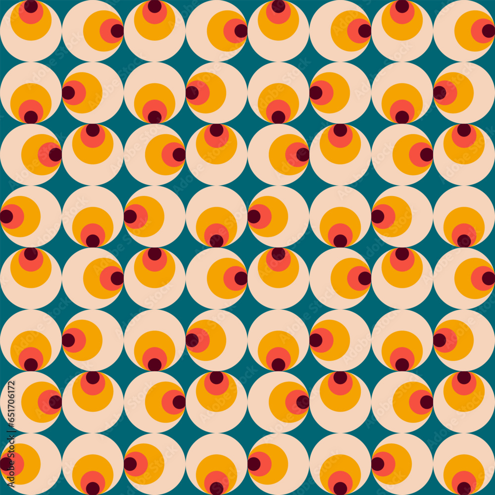Wall mural retro groove pattern with circles in the style of 70 s