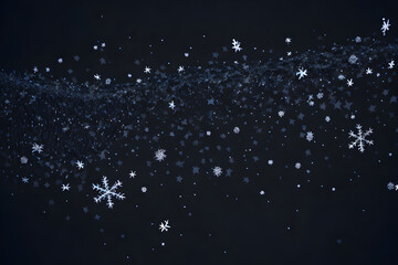Generative KI weißer Staub Schneeflocke schwarzer Hintergrund