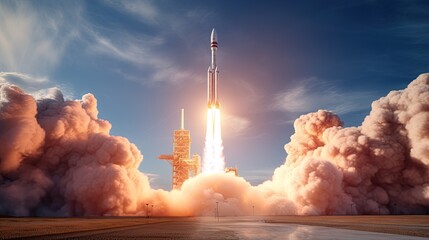 launching a rocket with a satellite into space