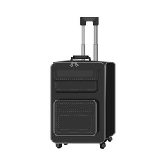 leather black suitcase on white background travel business trips