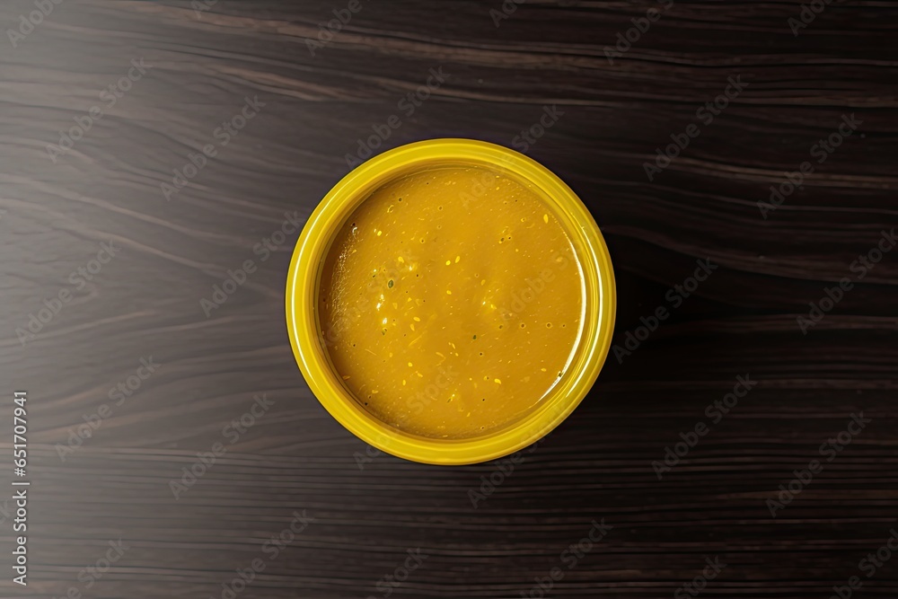 Wall mural A delicious and healthy homemade yellow mustard sauce in a glass bowl, perfect for adding flavor to meals. - Wall murals