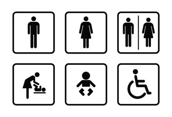 common restroom symbol set