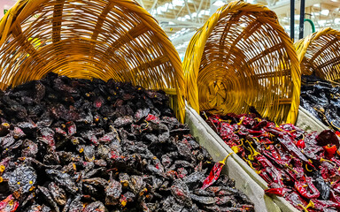 Buy dried chilies and pepperonis in Playa del Carmen Mexico.