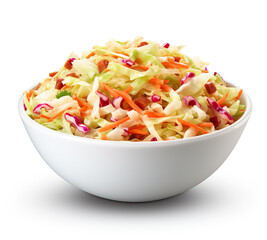 Coleslaw salad AI image illustration isolated on white background. Delicious tasty popular food concept. American favourite cuisine 