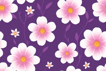 Fototapeta na wymiar Seamless flowers pattern painting with trendy colors. Print Design, generative ai