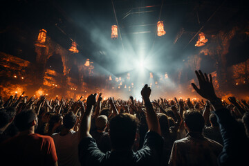 Fototapeta na wymiar Vibrant Crowd at a Live Concert