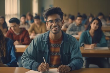 College Student Taking Notes, university lecture, student note-taking, higher education, classroom learning - Powered by Adobe