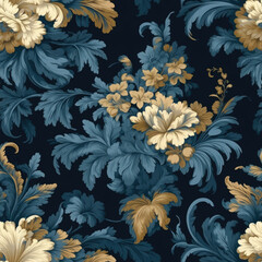 Rococo seamless pattern that would be worn colors seamless pattern, AI Generated