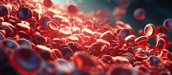 Arterial flow of red and white blood cells in a concept in medical microbiology - obrazy, fototapety, plakaty