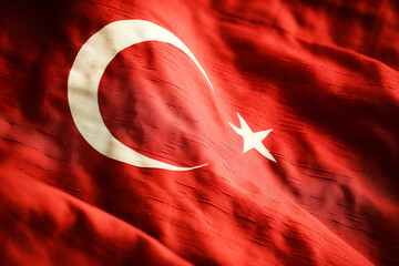 Red and white 3D Render Minimalist Turkey flag bokeh background with minimalist symbol, Generative AI