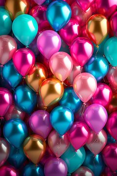 Shiny balloons background, full frame cover