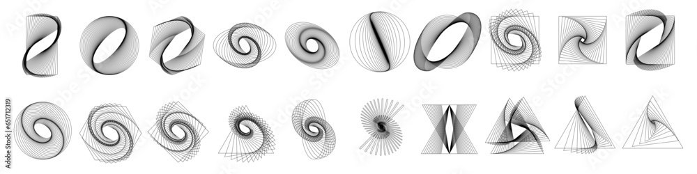 Aufkleber Set of abstract geometric vector elements. Vector rotating circles design. Concentric circles for posters, social media, promotion, flyer, covers. Abstract geometric elements