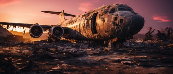 big war plane military post apocalypse landscape war game wallpaper photo art illustration rust - Powered by Adobe