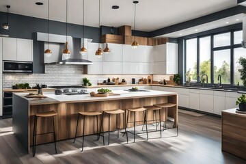 Modern interior. Spacious kitchen