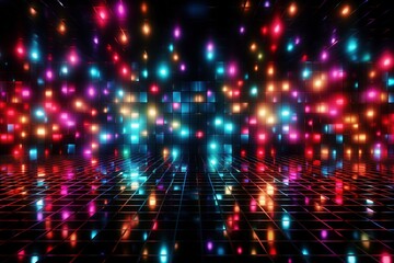 Obraz premium Luminous Neon Gridscape, a Stylish Background Texture with Electric Hues, Embracing Futuristic Vibes for a Modern Visual Spectrum
